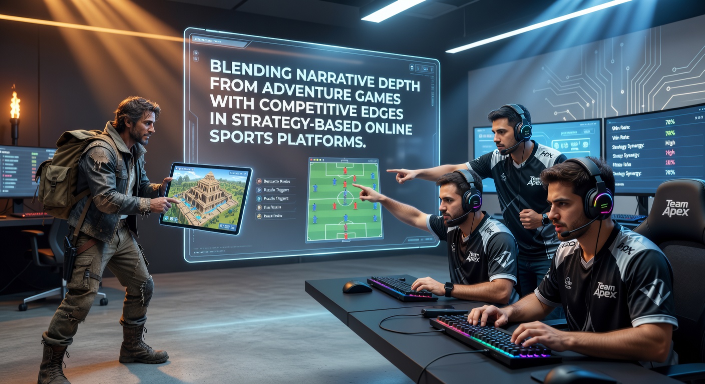 Illustration of narrative elements merging with competitive strategy in online sports platforms