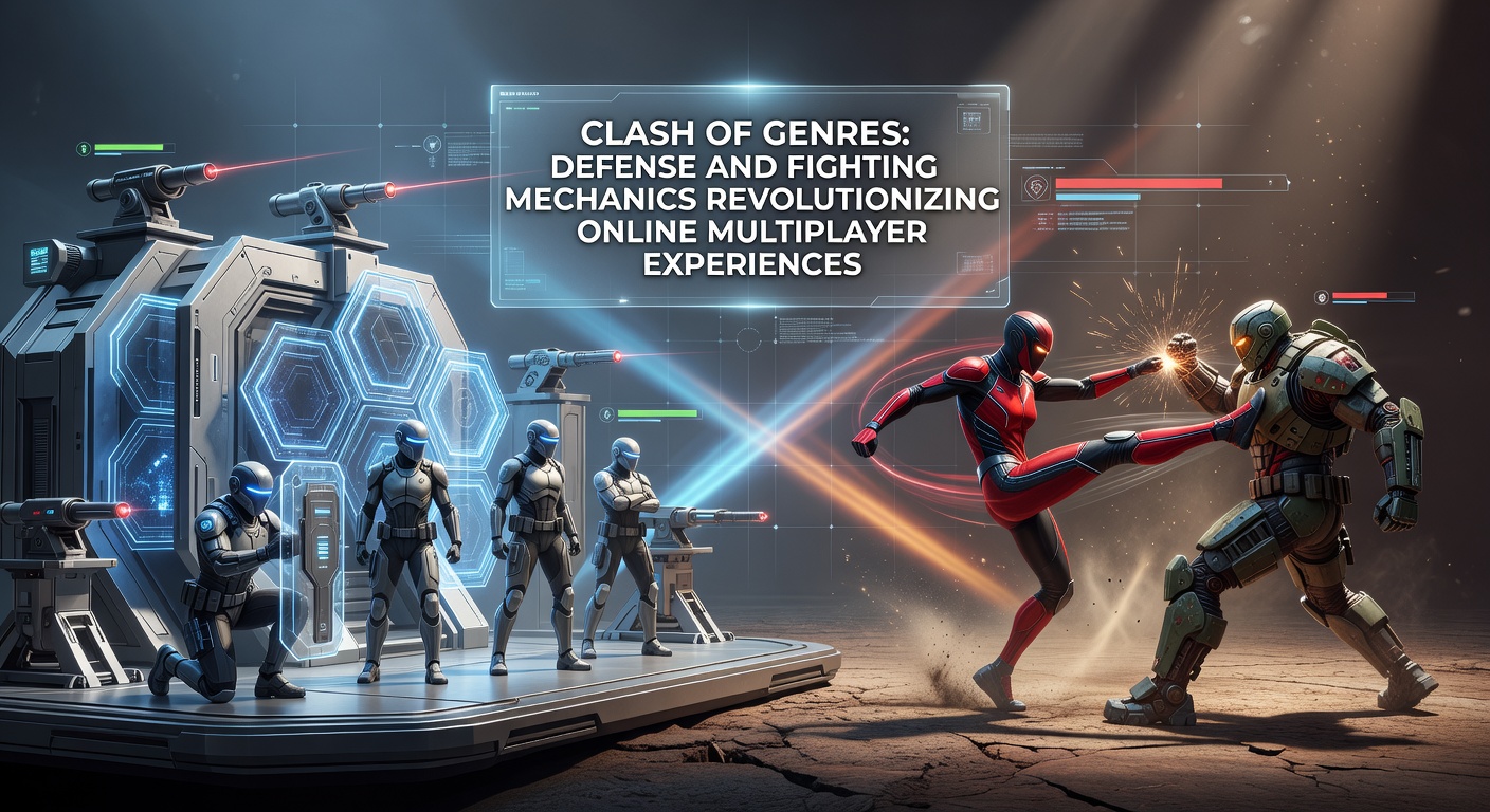 Close-up of a strategic defense setup clashing with waves of fighter characters in a dynamic multiplayer online game environment