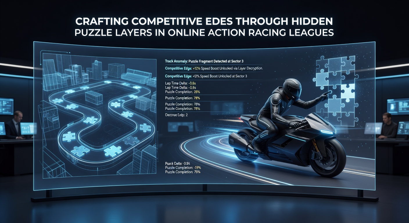 Multiplayer racing scene highlighting strategic puzzle solving during competitive online league event