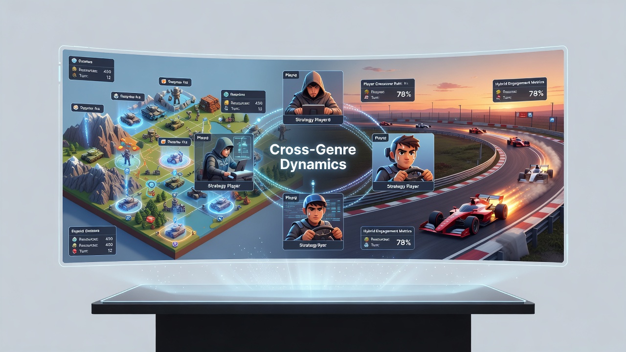 Browser-based strategy game interface showing resource planning alongside racing track elements on a web platform