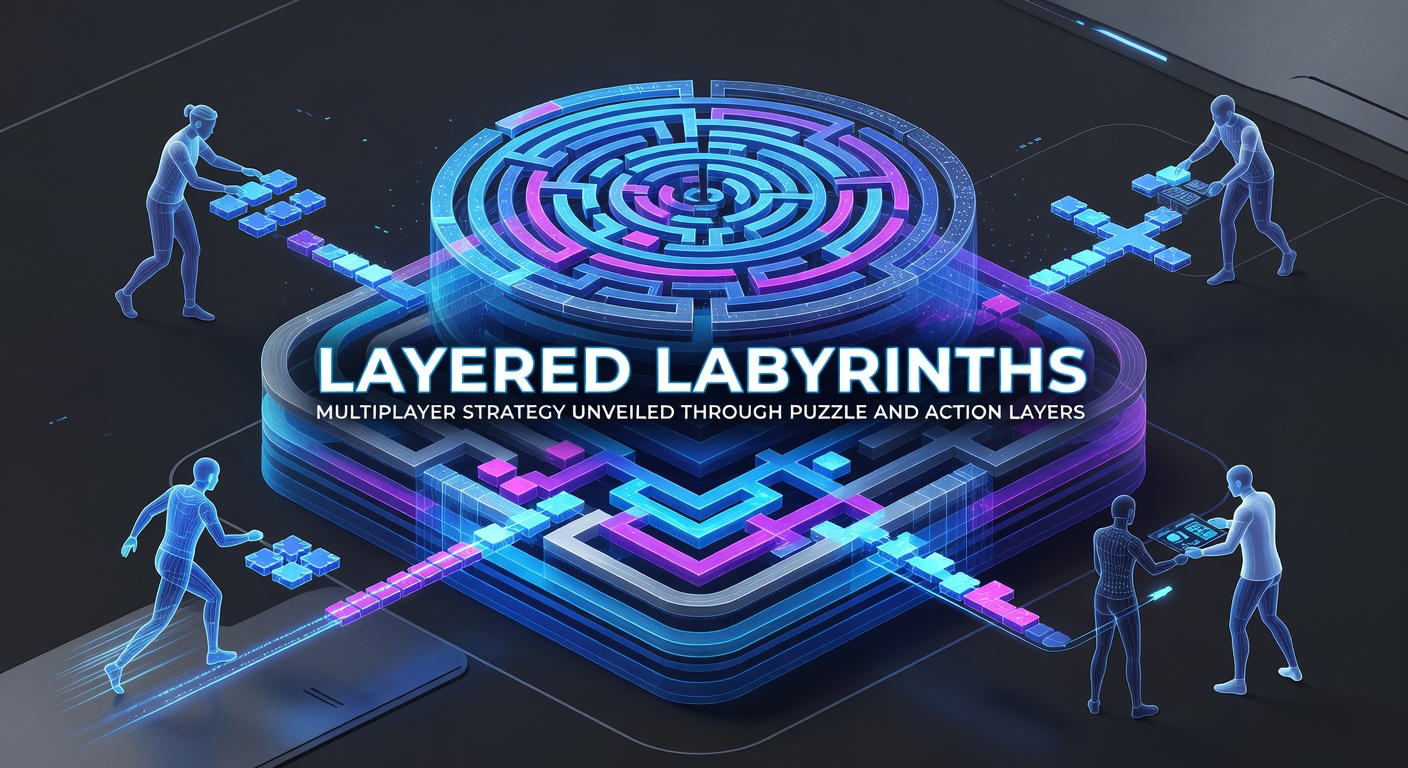 Players navigating intricate labyrinths in Layered Labyrinths, showcasing puzzle traps and action combat in a multiplayer session