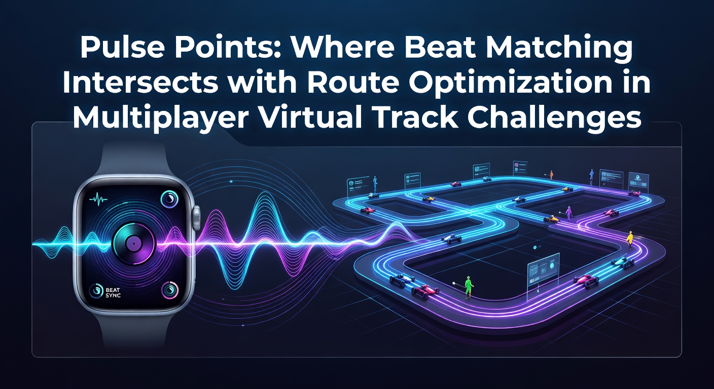 Diagram showing pulse points where rhythmic beat matching overlaps with optimized racing routes on virtual multiplayer tracks
