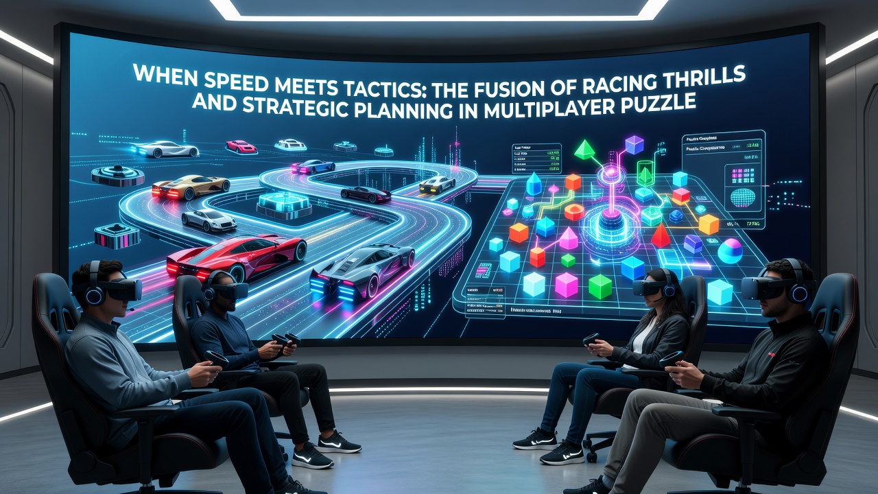 Players engaged in a strategic racing puzzle session with shared planning elements